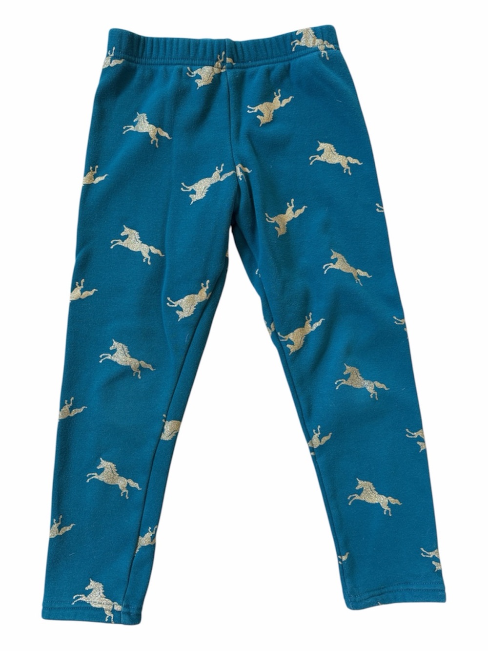 Carter's Teal cozy fleece lined Leggings with Gold Unicorns